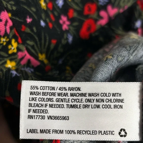 Cat & Jack Girls Black Floral Tiered Dress Size XL 14/16 Long Sleeve - Picture 6 of 9